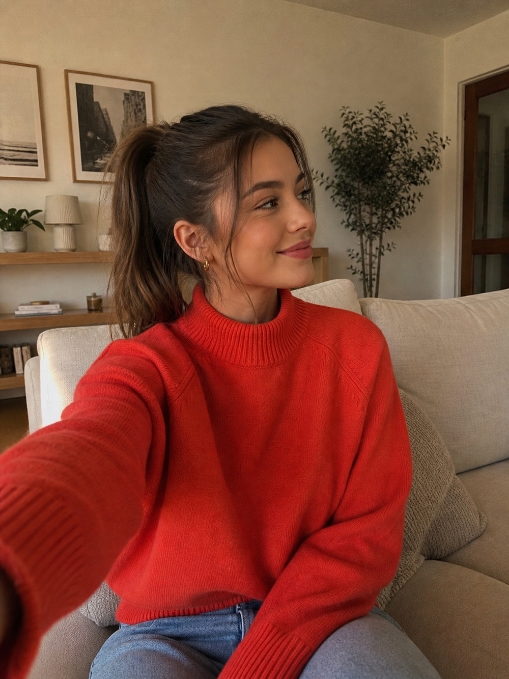 Boden Orange Turtleneck Sweater